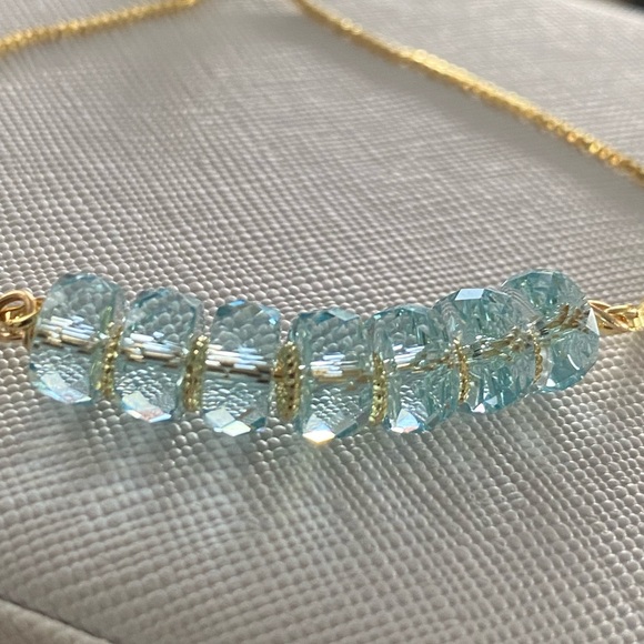 Gold and Aqua Crystal Bracelet - Picture 4 of 11